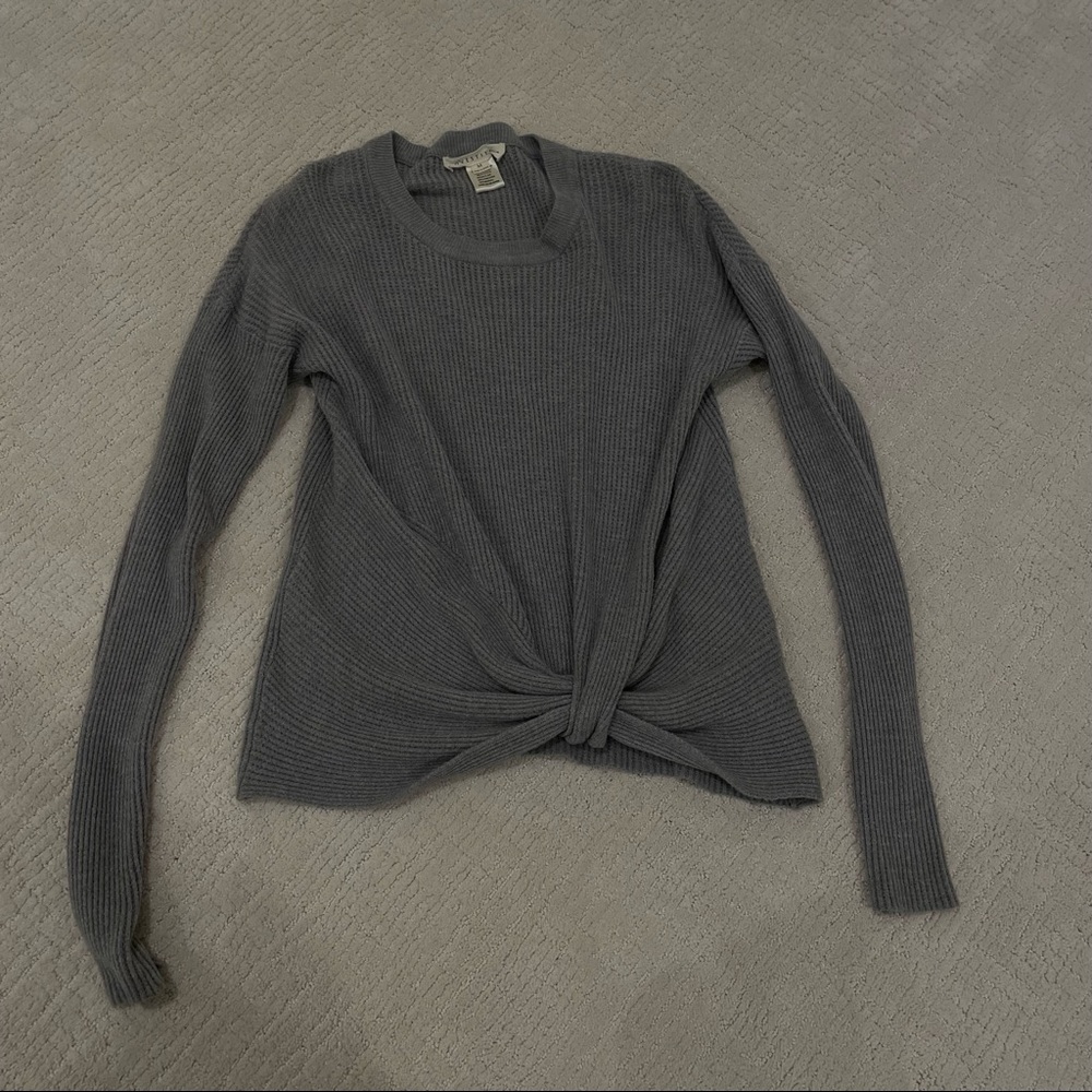Lovestitch Grey Ribbed Long Sleeve Knotted Sweater - Size Medium, EUC